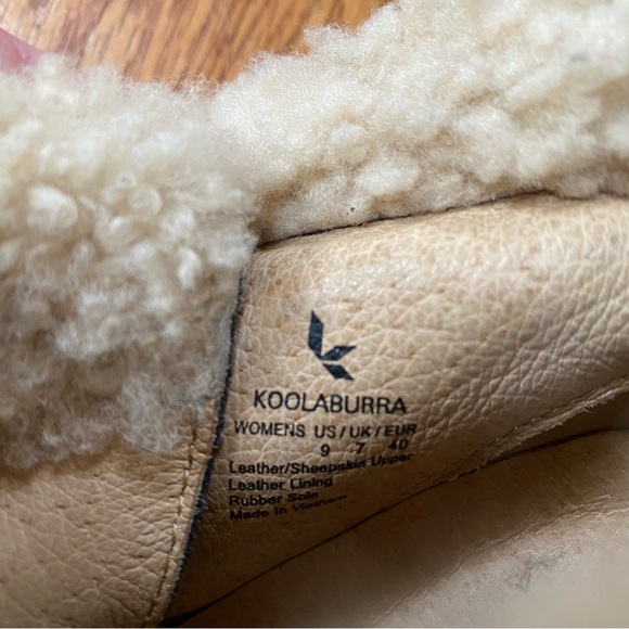 Koolaburra Ugg Shearling Hidden Platform Wedge Booties Navy Fringe - Size 9 - Picture 5 of 6